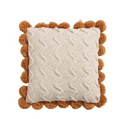 China 100% Custom Design Anti-Static Luxury Exclusive Polyester Decorative Knitted Tile Crate Cushion Cover For Christmas for sale