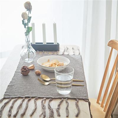 China Natural Waterpoof poly linen napkin burlap napkin fabric for hotel restaurant with tassels for sale