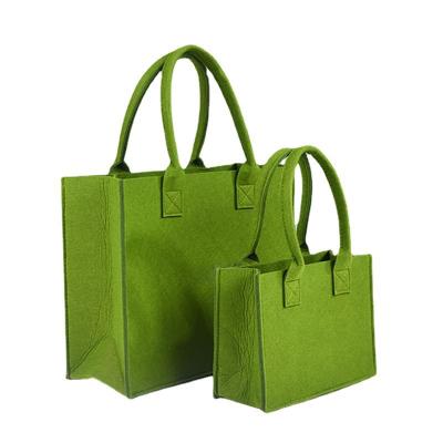 China Best Selling New Design Eco-friendly Customized Logo Wholesale Reusable Green Felt Shopping Bags for sale