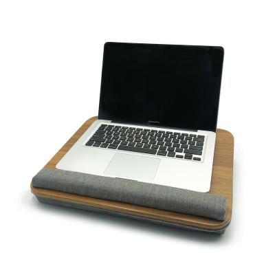 China Easy to Carry Modern Design Wooden Gray Lap Desk Cushion With Extended Wrist Rest Tablet Laptop Holder Extendable Mouse Pad for sale