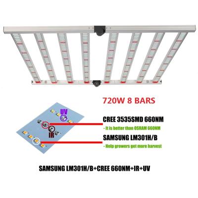 China Seed Starting 640w Led Grow Kits Dimming Led Grow Lamp 8 Bars lm301h Full Spectrum LED Grow Light for sale