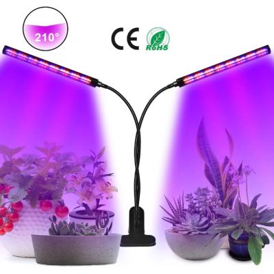 China Seeding Starting Full Spectrum 2 Head Clip 50W LED Grow Light With IR UV for sale