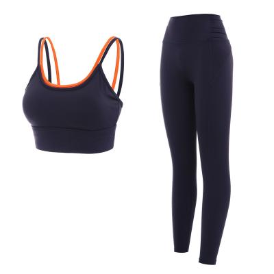 China Otherr Hot Selling Women's Yoga Bra Pants Yoga Wear Shockproof Gathering Sports Fitness Color Matching Clothes for sale