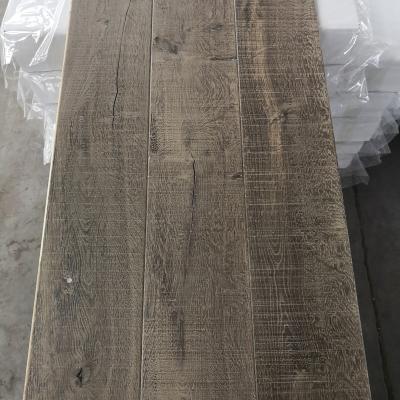 China 300 mm Wide Antique Dark Gray Oak Timber European Parquet Engineered Wood Flooring For Indoor for sale