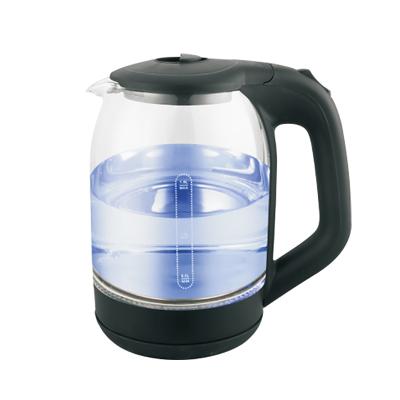 China 360 Degree Rotation Base European German Blue Color Change Led Cordless Electric Kettle 1.8L 2.0L Water Light Glass Tea Kettle for sale