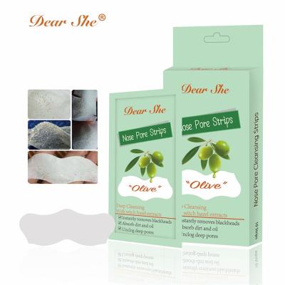 China Blemish Glade Dear She Olive Nose Pore Cleansing Strips Deep Cleansing With Witch Hazel Extract Immediately Removes Blackheads for sale