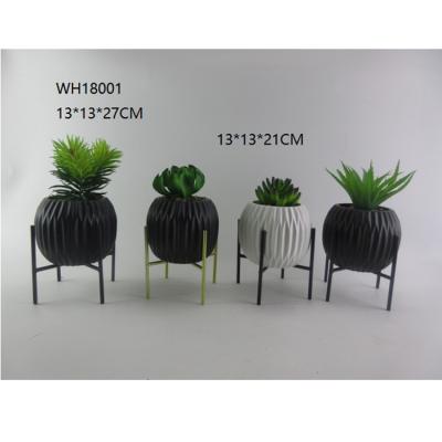 China Small Square Modern Cheap Decorative Bulk Flower Pots Black Planters With Stand For Sale for sale