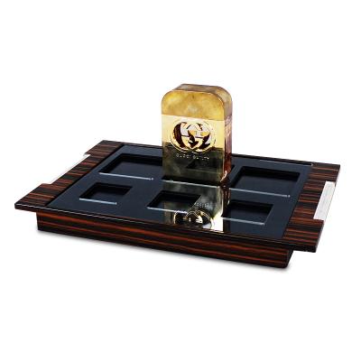 China Acrylic Display Stand For Perfume APEX Counter Top Display Stands High End Wood Acrylic Material Perfume Display Rack for sale