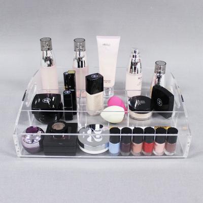 China For APEX Cosmetic Shop Countertops Acrylic Makeup Tray With Handle for sale