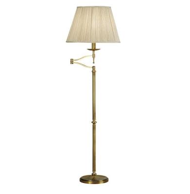 China Cream Fabric Swing Arm Contemporary Traditional Antique Brass Floor Lamp Imperial Scalloped Shade For Living Room Reading for sale