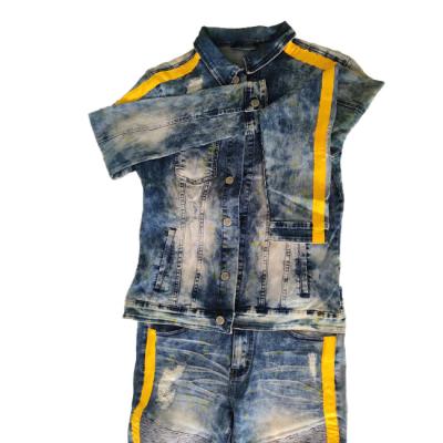 China High Quality QUICK DRY Denim Hole Men's Denim Suit Casual And Fashionable Suit for sale