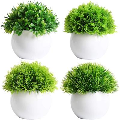 China Desktop Ornament Art Decor Simulation Potted Plants Small Green Bonsai Plants Office Home Potted Indoor Artificial Ceramic Plants for sale