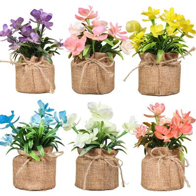 China Art Decor Fake Flower Plants Bonsai Artificial Phalaenopsis Potted Flowers in Potted Bags for Garden Wedding Windowsill Decor for sale