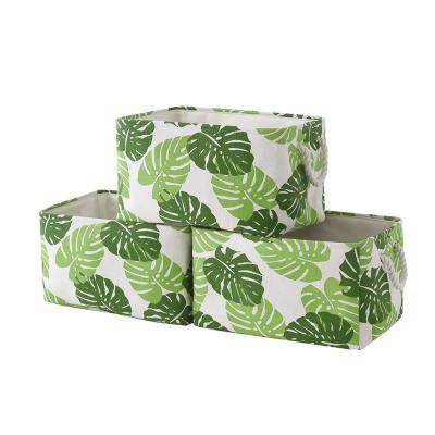 China Large Stored Foldable Cosmetic Storage Box, Cotton Canvas Basket Organizing Bins For Kids Toys, Towels Storage Box Waterproof Green for sale