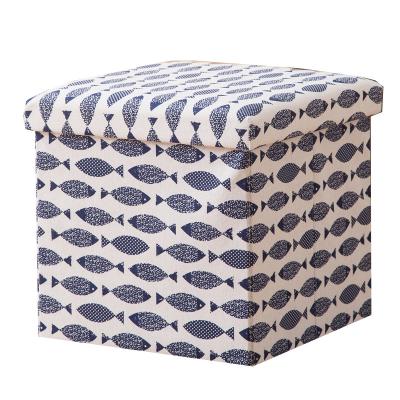 China Household Collapsible Soft Collapsible Storage Box with Cover, Cloth Storage Bins Organizers, Stackable Kids Storage Box Stool Container for sale