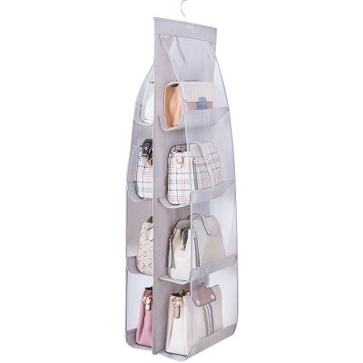 China Modern Washable Clear Hanging Handbag Closet Organizer, Oxford Folding Purse Storage Hanging Bags with 360 Degree Steel Hook for sale