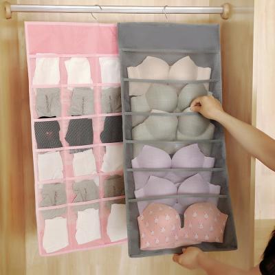 China Minimalist Multi-Layer Underwear Hooks Wall Mounted Hanging Storage Organizer Foldable Wardrobe Closet Bras Ties Storage Bags With Hooks for sale