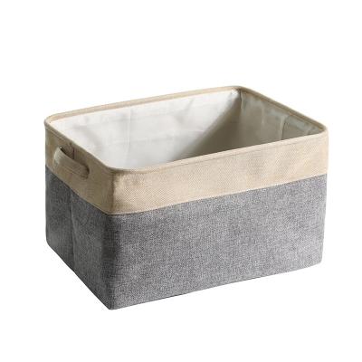 China Durable Collapsible Decorative Canvas Storage Baskets Sturdy Boxes With Handles For Toiletry Organizing Laundry Toys Sport Gears for sale