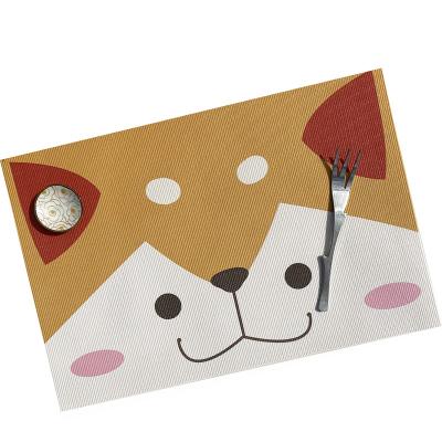 China Sustainable Cartoon Kids PVC Dinner Dish Place Mats Heat Insulation Tableware Pad Pet Printed Hotel Knife Fork Anti-scalding Place Mat for sale