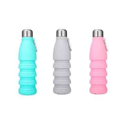 China Viable Silicone Water Bottle Free Collapsible Travel Outdoor BPA Silicone Collapsible Water Bottle for sale