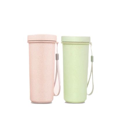 China Wholesale Sustainable Eco Friendly Reusable Wheat Straw PP Plastic Cup With Reusable Lid Coffee Milk Water Biodegradable Cup for sale