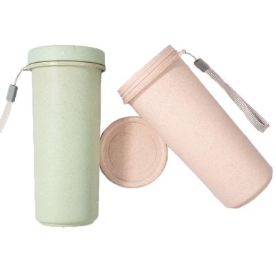 China Wholesale Sustainable Eco Friendly Wheat Straw PP Plastic Cups With Lids Coffee Milk Water Biodegradable Plastic Cup for sale