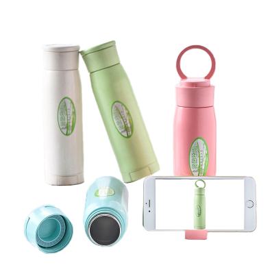 China Sustainable Wholesale 380ml Bamboo Fiber Water Bottle Coffee Milk Tea Eco Friendly Reusable Stainless Steel Bottles for sale