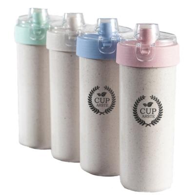 China Sustainable Reusable BPA FREE Wheat Straw Sports Water Bottle Eco Friendly Sport Bottle 400ML for sale