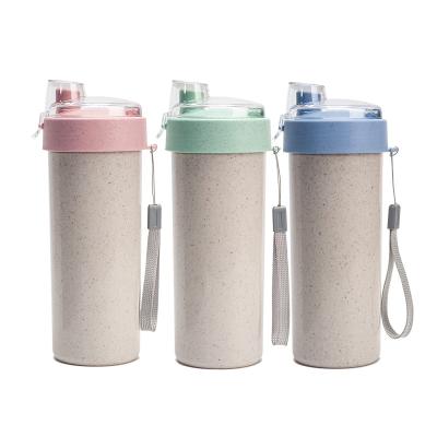 China Sustainable Wholesale Reusable 450ML Wheat Straw Water Bottle BPA FREE Sports Water Bottle Eco Friendly for sale