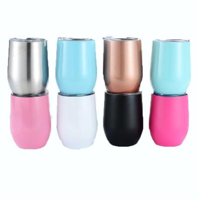 China Sustainable 12oz Double Wall Wine Tumbler Stainless Steel Vacuum Insulated Tumbler Mug With Lid for sale