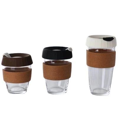 China Viable Custom Glass Coffee Mug With Leak Proof Reusable Coffee Silicone Lid Travel Glass Mug for sale