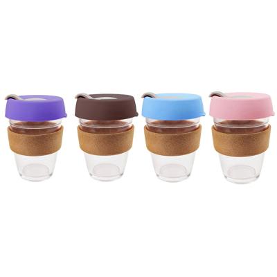 China Leak Proof Travel Coffee Cup Viable Custom Glass Cups Lids Glass Reusable Coffee Mug for sale