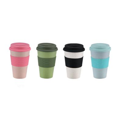 China 400ML Wheat Straw Plastic Cup BPA FREE Eco Friendly Reusable Custom Coffee Cups for sale