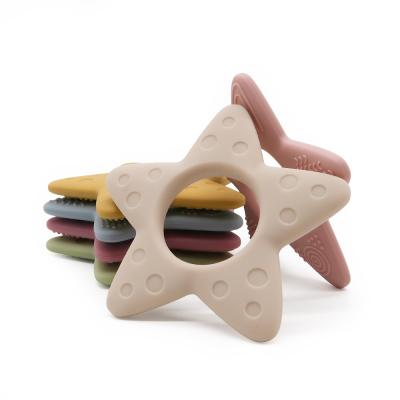 China 2022 New Soft Custom Color Bpa Sun Leaf Star Baby Teething Free Die Cut Chew Toys Food Grade Silicone Teethers for sale