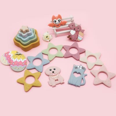 China 2022 Hot Sale Bpa Leaf Sun Bear Star Free Star Soft Toy Baby Teether Infant Teething Chew Toys Food Grade Silicone Teethers for sale