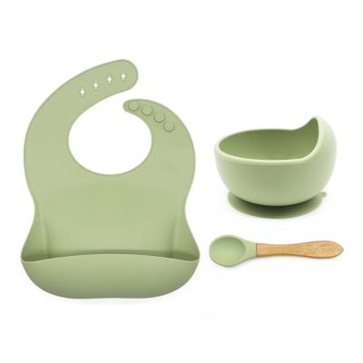 China Viable Melikey Customized Silicone Bib Bowl Spoon Baby Dish Custom Logo Bamboo Silicone Baby Bowls for sale