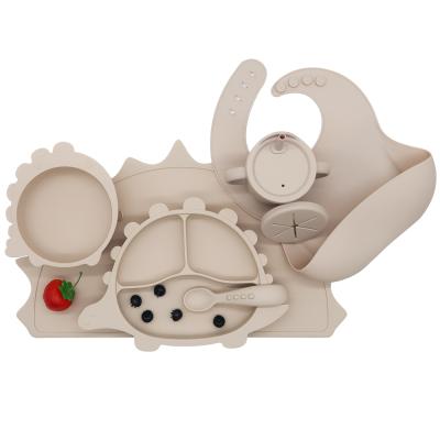 중국 Antibacterial Nordic Silicone Baby Bowl Dish Feeding Set Spoon Sets Children Dining Baby Cup Silicone Bib 판매용