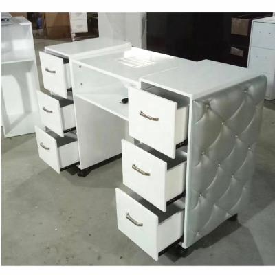 China Modern White Gloss White Nail Table Working Nail Dryer Table Wholesale Manufacturer for sale