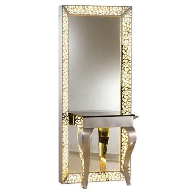 China Fashionable aluminum frame salon led mirror sttaion mirror styling station solid led salon mirror station for sale