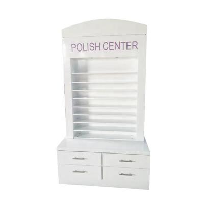 China Modern Customized Salon Furniture Polish Nail Display Racks Nail Rack Cabinet for sale