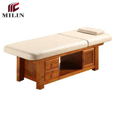 China Modern Wooden Drawers Massage Table Beauty Bed Color Optional for sale