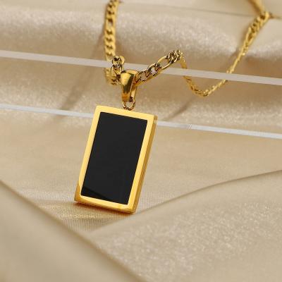 China 2021Newest 4 Designs CLASSIC Rectangle Malachite Necklaces Women Stainless Steel Natural Abalone Shell Clavicle Necklaces for sale