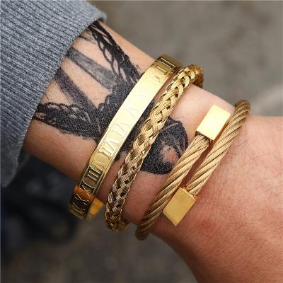 China Cute Bracelet Set Roman Lettering Bracelet Thread Woven Stainless Steel Wholesale Bracelet for sale