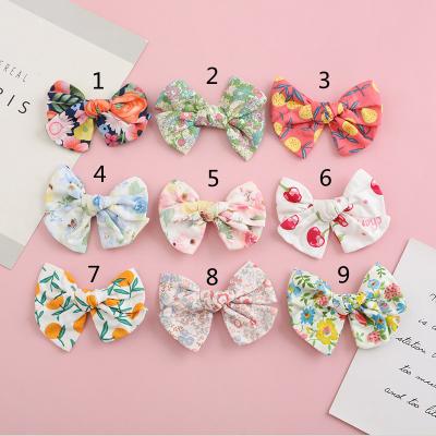 China Baby hairpins pure cotton fabric of soft children's hairpins printing cute children of small floral bows for sale