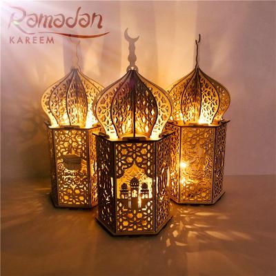 China DIY EID Lantern DIY EID Lantern Lights wooden EID Mubarak Decorations Gift Happy EID Party Decor Ornament 2021 for sale