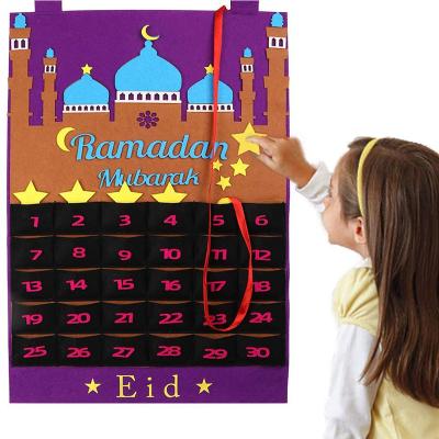 China DIY EID Calendar 2021 felt countdown EID Ramadan Advent Calendar EID Mubarak Ramadan Kareem Decorations Kids Gift for sale