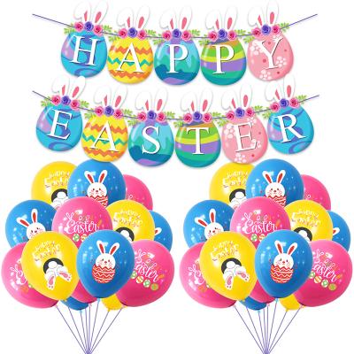 China Happy Easter Party Supplies Kids Gift Bunny Banner Party Decoration Easter Gift Easter Balloons Set for sale