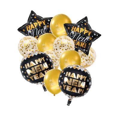 China Happy New Year 2022 Happy New Year Balloon Set Foil Latex Confetti Party Balloons Happy New Year's Eve Party Supplies for sale