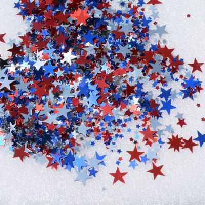 China Independence Day Party Supplies Blue Red Silver Star Pentagon 4th July Glitter Decor Independence Day Glitter Party Supplies for sale