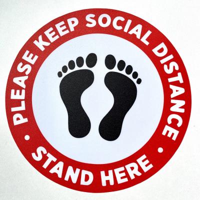 China Wholesale Restickable Safefy Floor Sign Slip Resistant Social Distancing Vinyl Floor Decal Footprint Stickers for sale